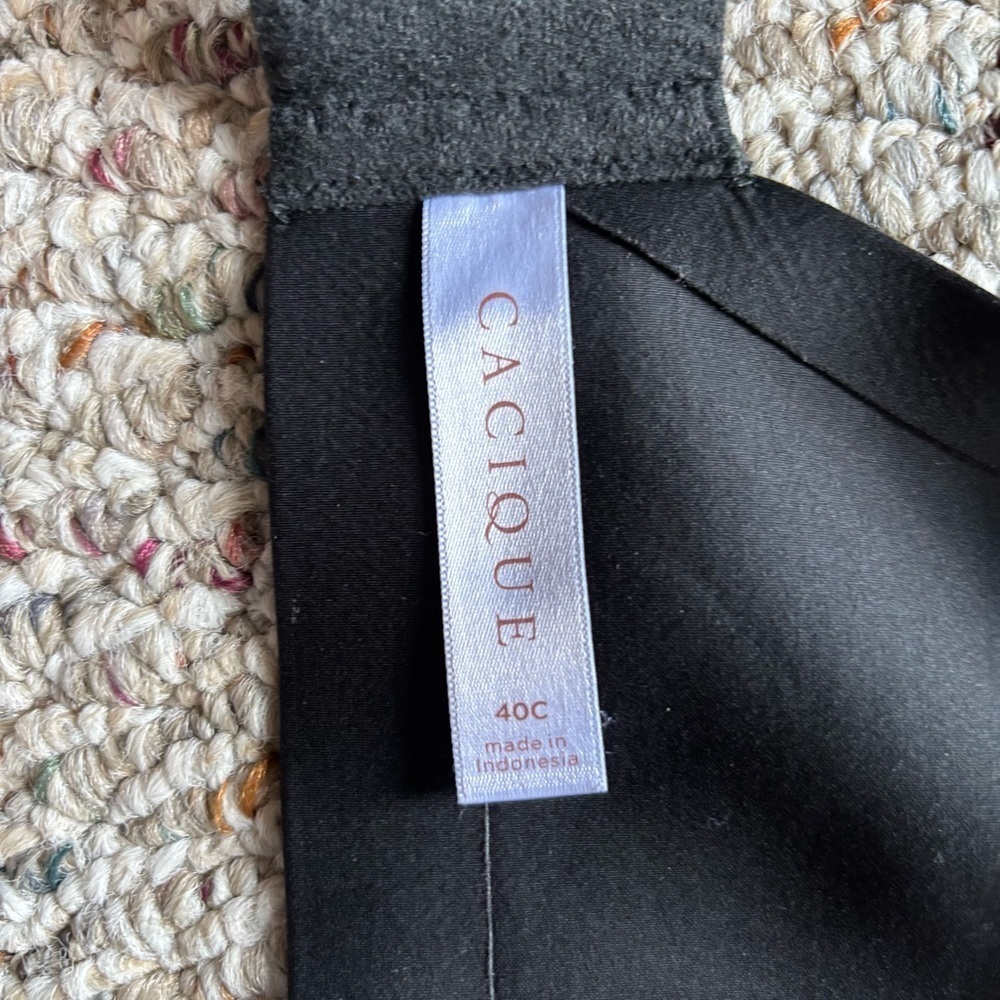 Cacique Bra Black 40C Lightly Lined Full Coverage Underwire Minimizer Neutral - Picture 5 of 13